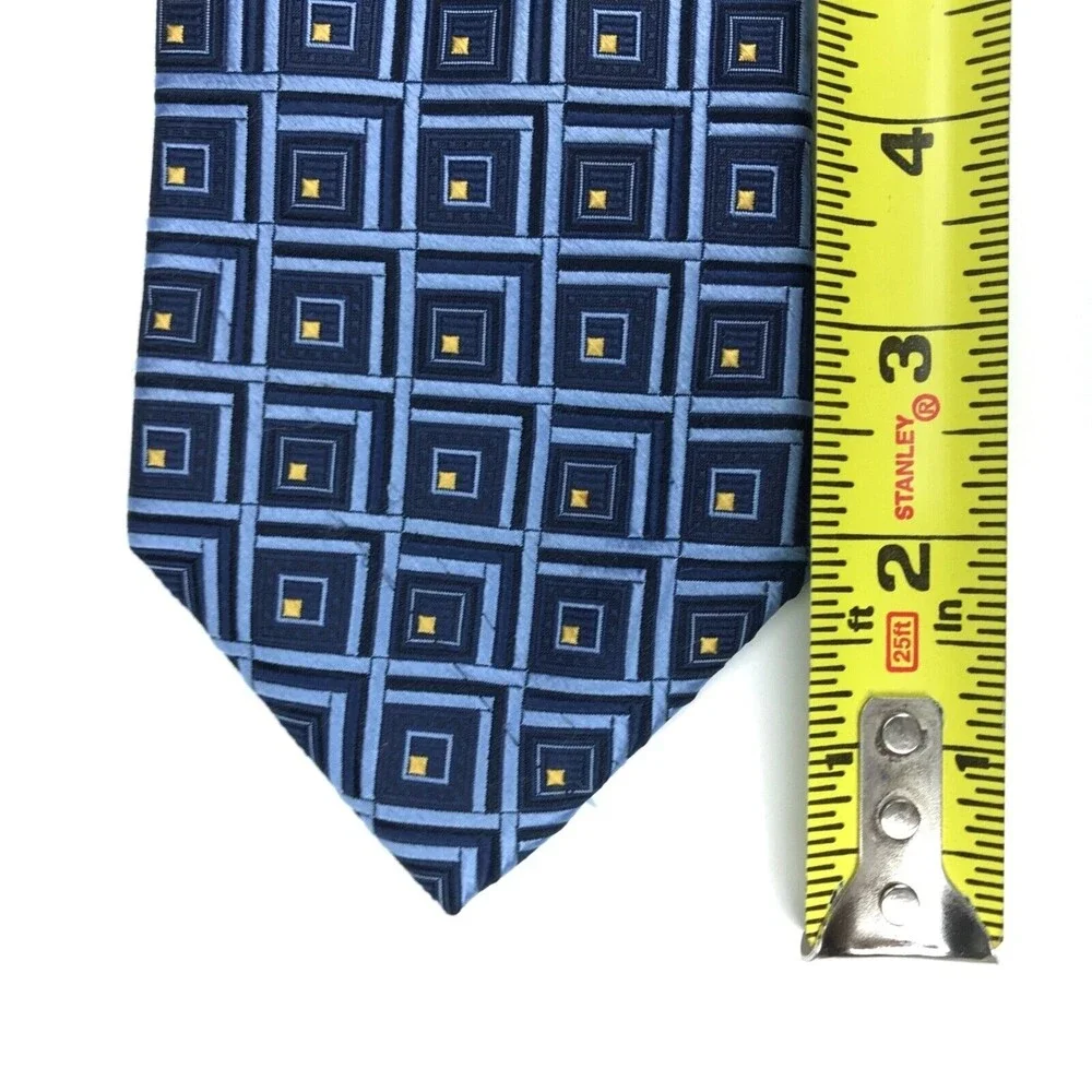 READ Jos. A. Bank Men's Tie Silk Blue Yellow Foulard Elegant Business Necktie 59